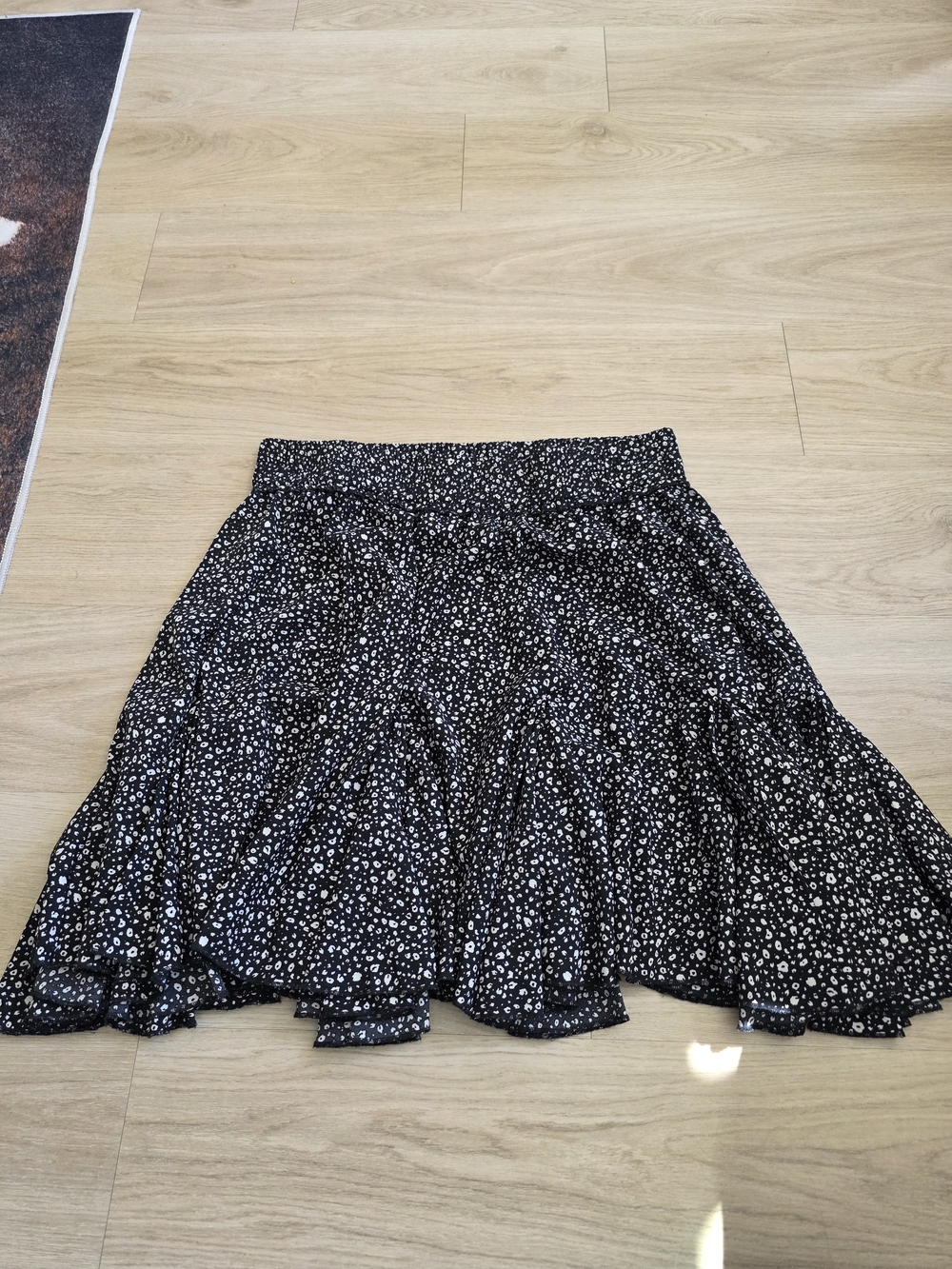 Black Floral Tiered Skirt - Women's Casual A-Line